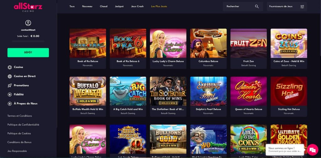 Allstarz Casino machines à sous